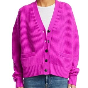 RE/DONE Cashmere Wool Violet V-Neck Cardigan XS